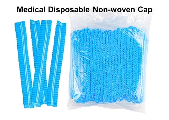 Non Woven Disposable Mob Cap , Blue Disposable Medical Caps